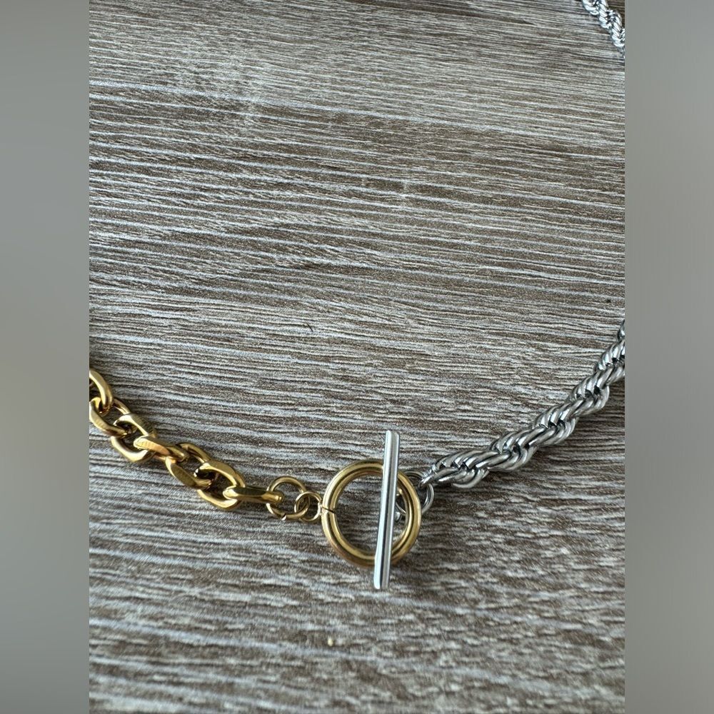 Statement Two Tone Necklace N634 - image 3